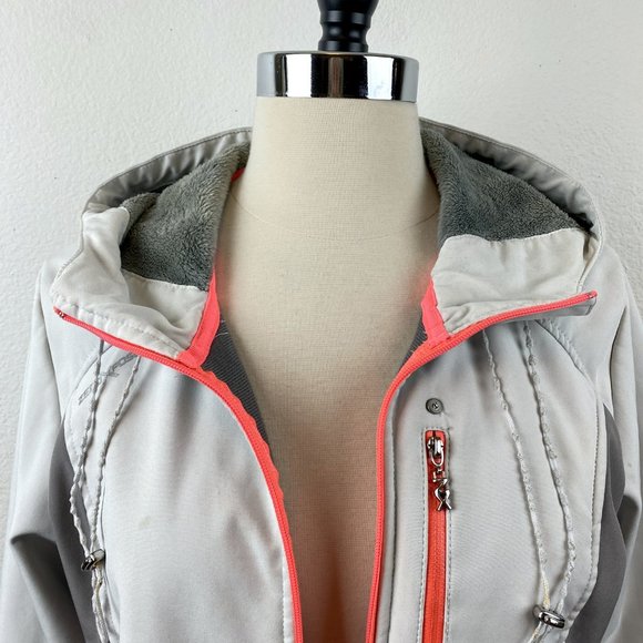 ZERO X POSUR Hooded Jacket Sz Small Light Gray Fleece Lined Outdoor Sports - Picture 2 of 11